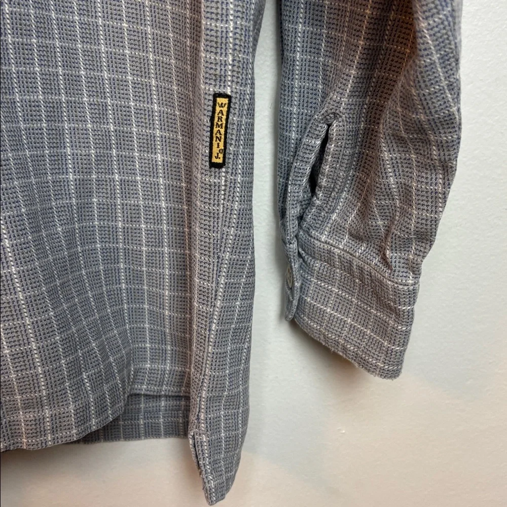 VTG Armani Jeans Men’s Gray Checkered Long Sleeve Button Up Shirt‎ Medium